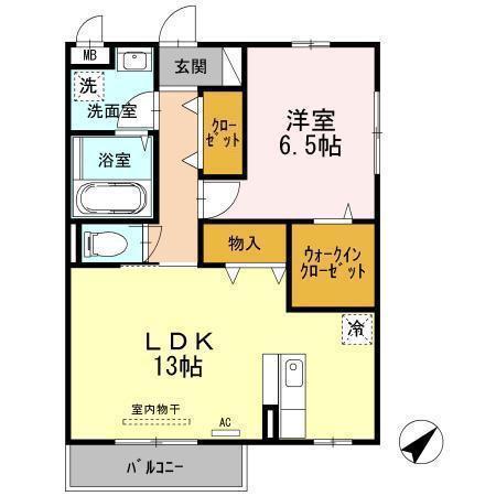 シャンテ御門(1LDK/3階)の間取り写真
