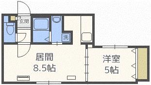 リバーサウス菊水II(1LDK/1階)の間取り写真