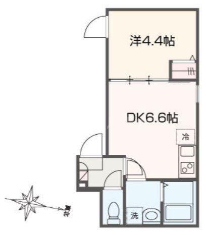 MELLAS北千住(1DK/2階)の間取り写真
