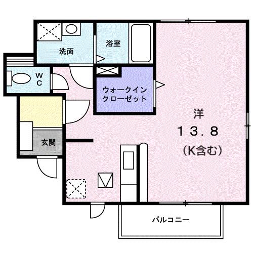 グランデK.B(ワンルーム/1階)の間取り写真