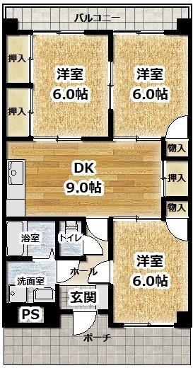 ルミウス恵美須(3LDK/4階)の間取り写真
