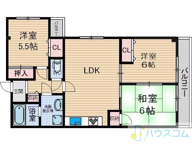 サンフォーレ辰巳(3LDK/3階)の間取り写真