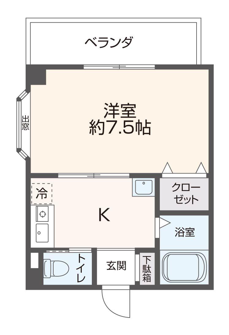 グランドサーパス(1K/2階)の間取り写真