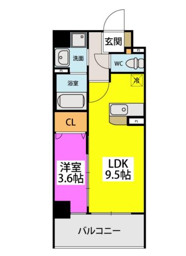 住吉神南プレイス(1LDK/5階)の間取り写真