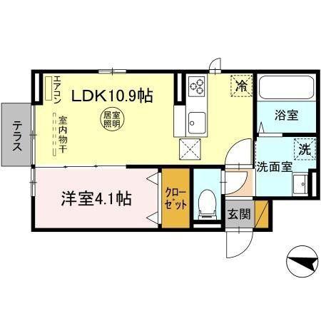 エスカレーズ(1LDK/1階)の間取り写真