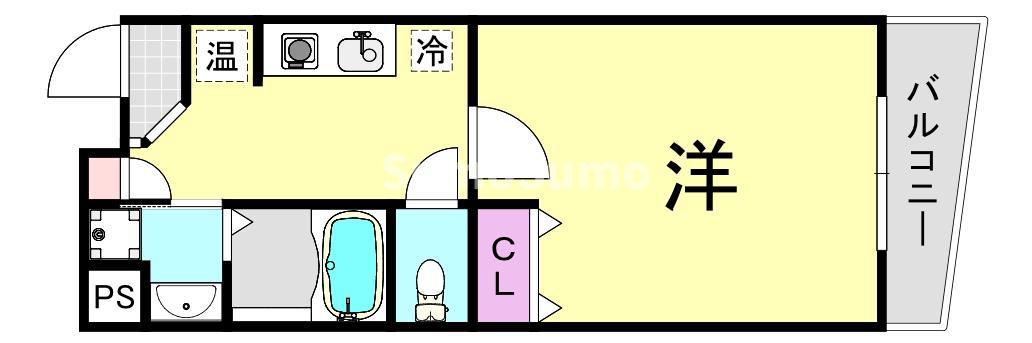 J-PRIDE難波南(1K/6階)の間取り写真