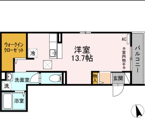 グランディール三河(ワンルーム/1階)の間取り写真