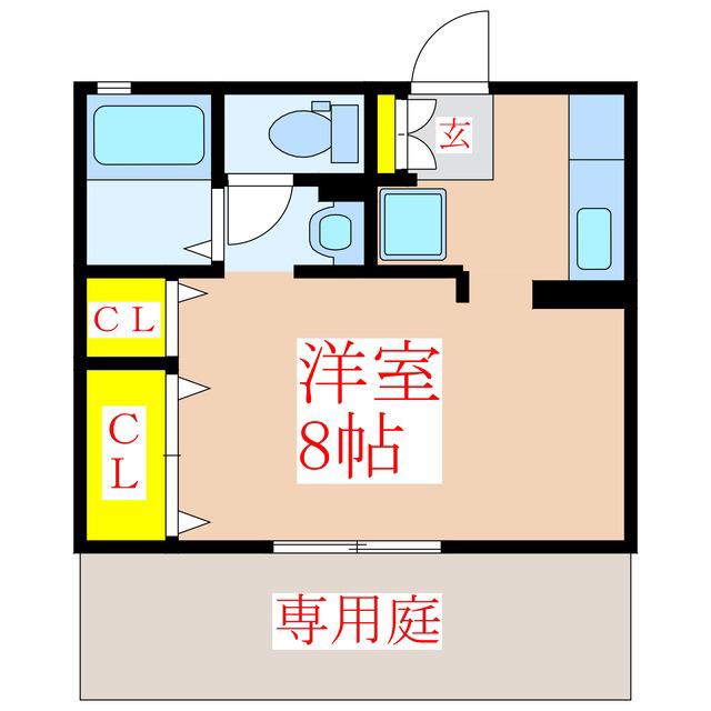 セジュール シャルム(ワンルーム/1階)の間取り写真