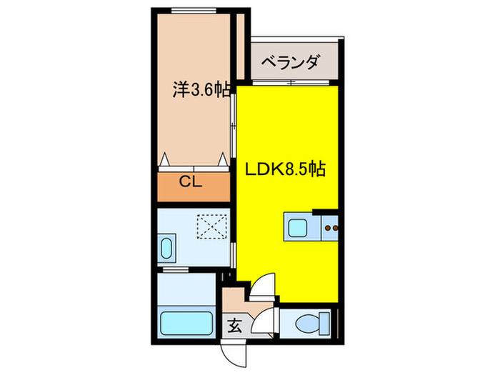 パロス西堤(1LDK/1階)の間取り写真