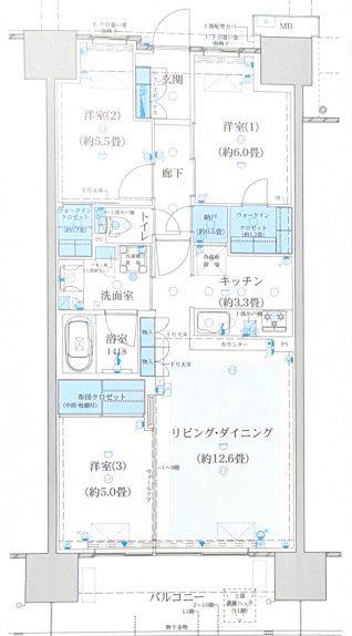 ソライエグラン流山おおたかの森シーズンスクエア(3LDK/4階)の間取り写真
