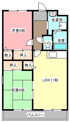 グランメール早出(2LDK/2階)の間取り写真