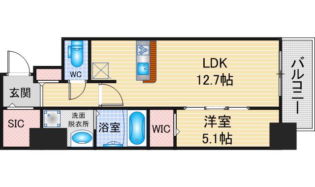 フォレスト コナメイエキ(1LDK/10階)の間取り写真