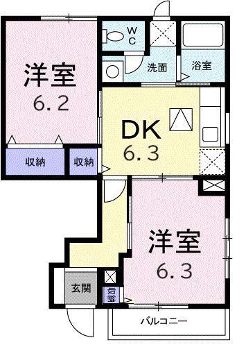 プチグレーヌA(2DK/1階)の間取り写真
