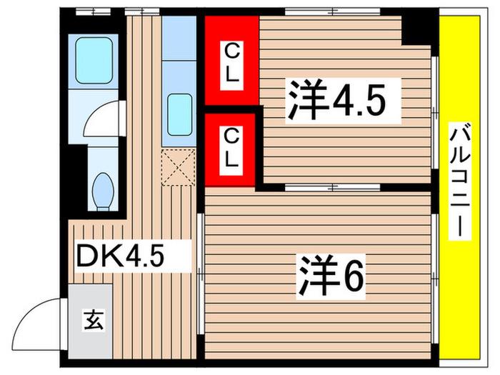 クリスNO.2アビタシオン(2DK/2階)の間取り写真