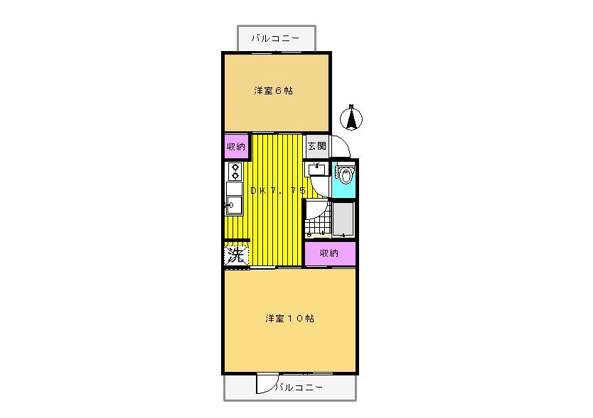 福山ロイヤルハイツ(2DK/3階)の間取り写真