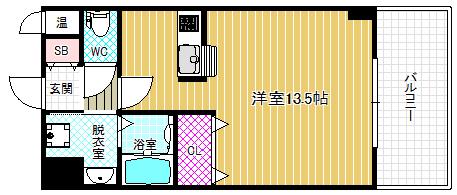 大阪謄写館ビル(ワンルーム/9階)の間取り写真