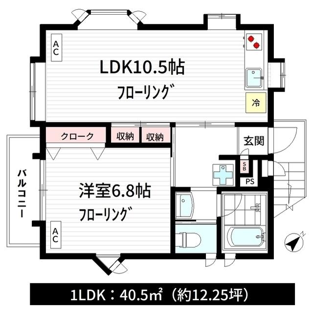 HOUSE OF 白山(1LDK/2階)の間取り写真