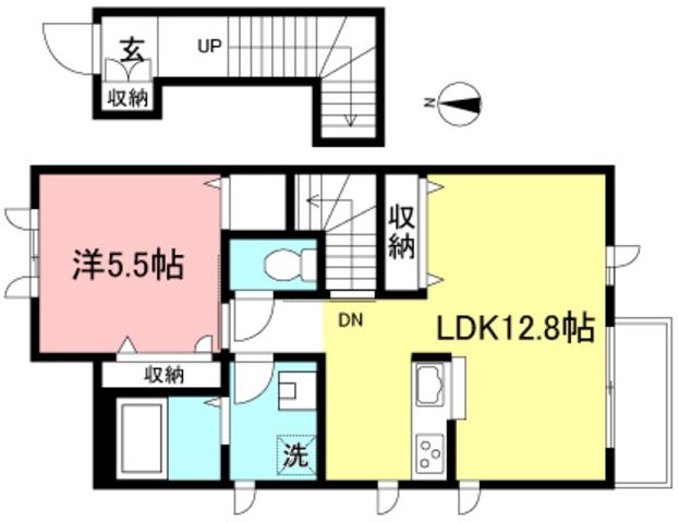 PURE SAISON(1LDK/2階)の間取り写真