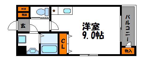 ハーベスト薬院(ワンルーム/5階)の間取り写真