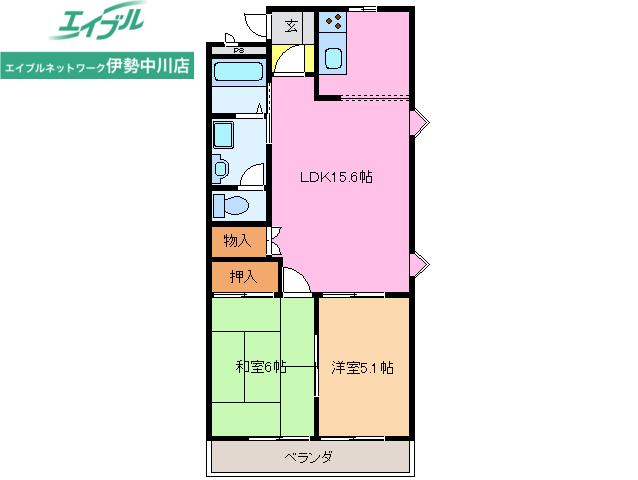 シティルネッサンス久居I(2LDK/2階)の間取り写真