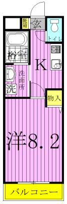 ラ・フラシオン(1K/1階)の間取り写真