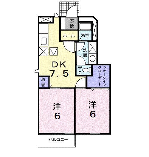 メゾンセレッソA(2DK/1階)の間取り写真