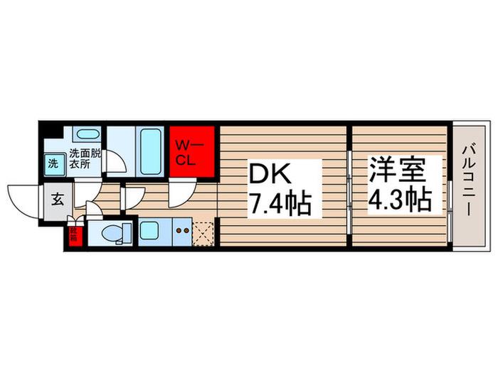 QUALITAS大島(1DK/2階)の間取り写真