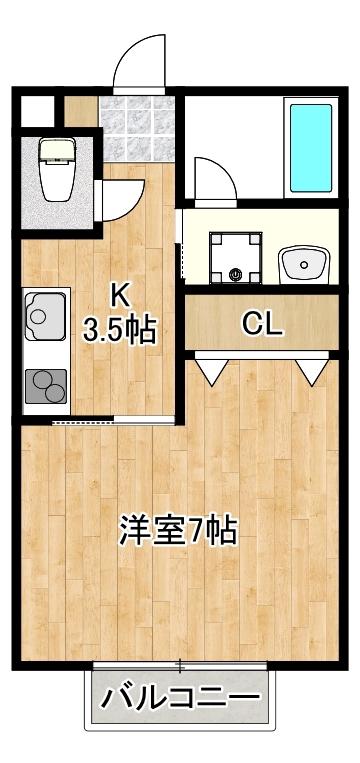 デュオーラ江戸川台(1K/2階)の間取り写真