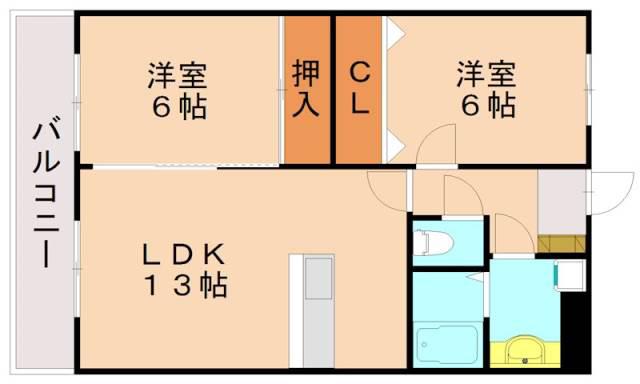 ルシア天神山(2LDK/7階)の間取り写真