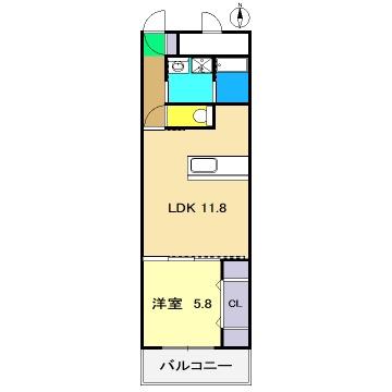 ルガーノIII(1LDK/5階)の間取り写真