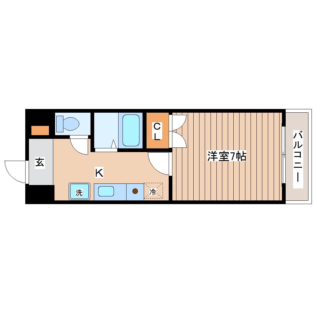 ハイツ河原町(1K/4階)の間取り写真