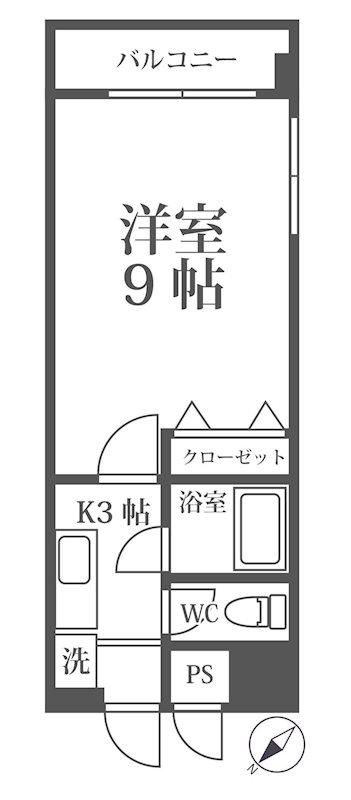 デジュール箱崎(1K/6階)の間取り写真