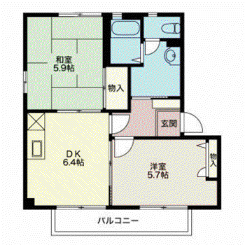 LANEIGEI・II(2DK/1階)の間取り写真