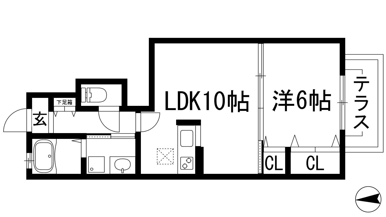 AVEC TAKARAZUKA(1LDK/1階)の間取り写真