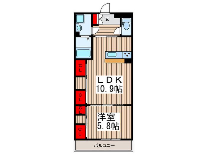 リブリ・朝霞A(1LDK/3階)の間取り写真