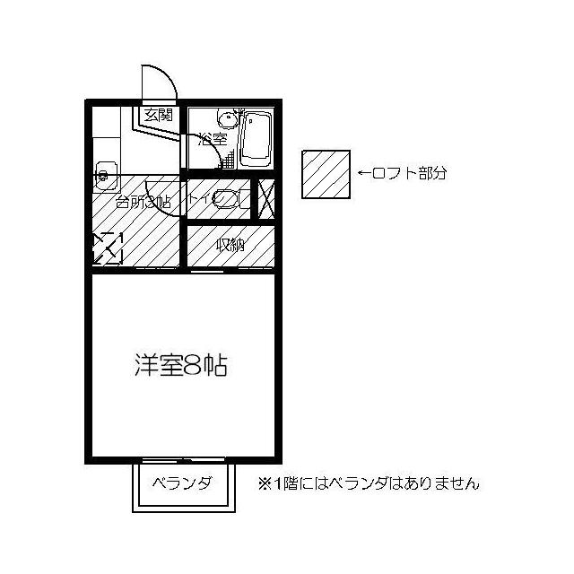エンゼルハイム(1K/2階)の間取り写真