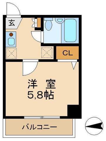 サンライズハイツII(1K/2階)の間取り写真