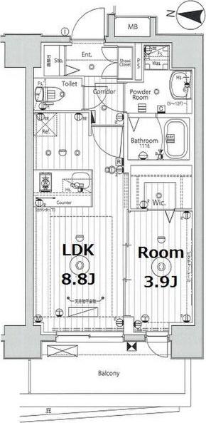 メイクス矢場町II(1LDK/3階)の間取り写真