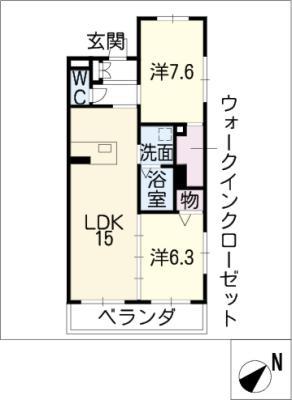 ウイング緑花台(2LDK/2階)の間取り写真