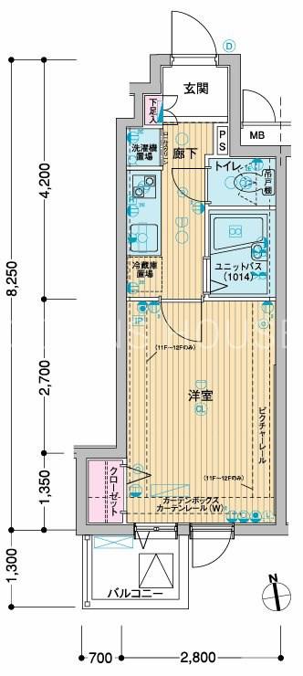 メインステージ東神田II(1K/10階)の間取り写真