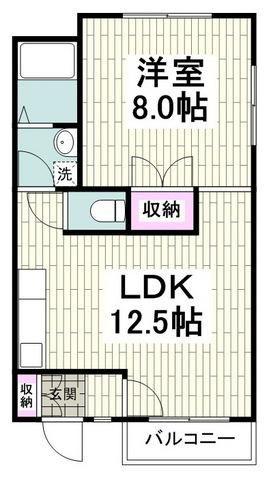 サンフラット岡村(1LDK/1階)の間取り写真