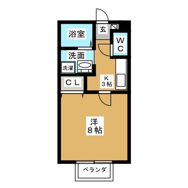 ドゥジェーム・シェソワ(1K/2階)の間取り写真