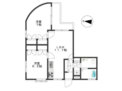 志村マンション(2LDK/1階)の間取り写真