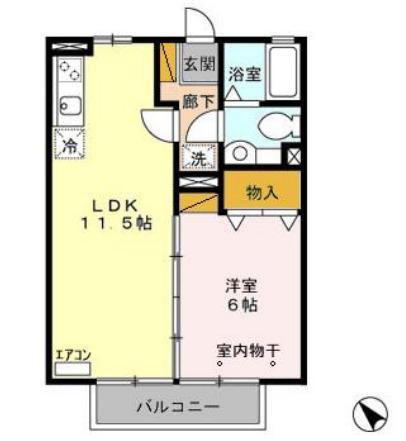 ラテルコート並木E棟(1LDK/2階)の間取り写真