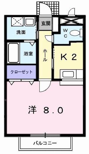 サンフィールド(1K/1階)の間取り写真
