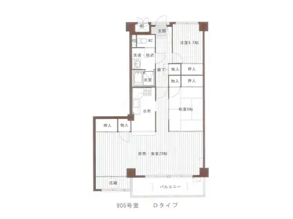 前橋マンション(2LDK/9階)の間取り写真