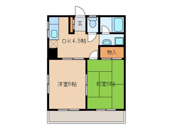 第二サンハウス(2DK/3階)の間取り写真