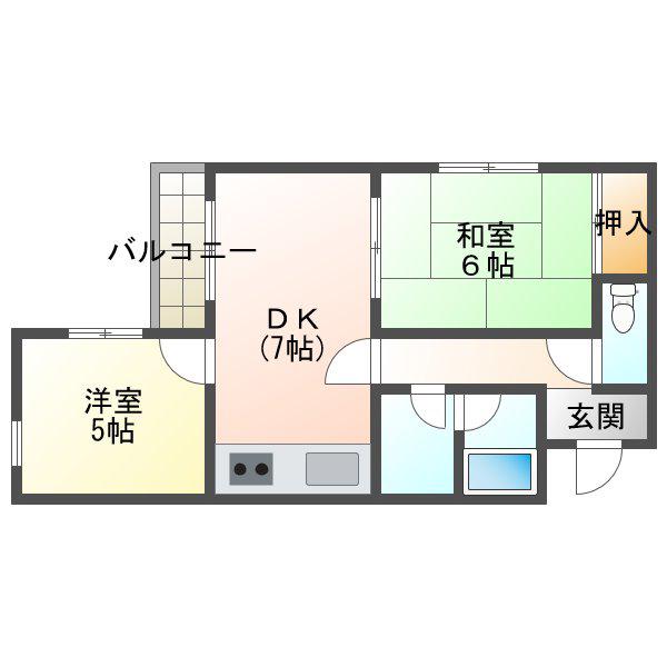 アッシュコート明石(2DK/2階)の間取り写真