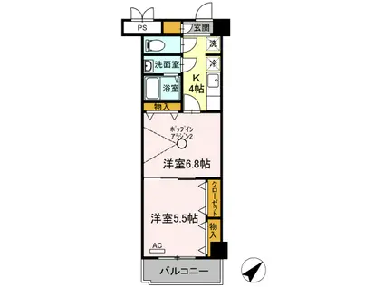 木下鉱産ビルII(2K/8階)の間取り写真