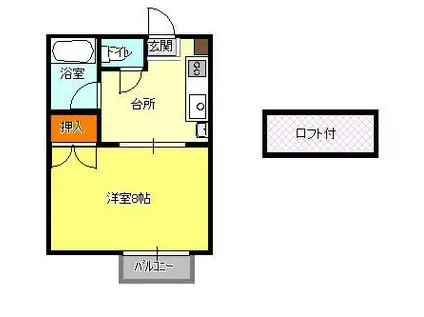 K&T98(1K/1階)の間取り写真